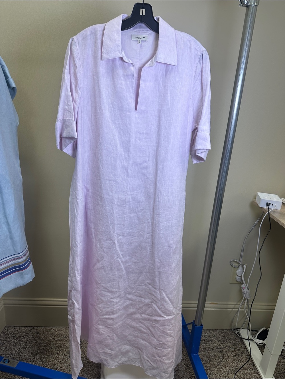 Lafayette 148 New York Light Lavender Linen Maxi Tunic Dress